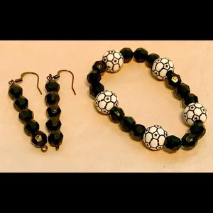 SOCCER BEADED BRACELET AND EARRINGS SET